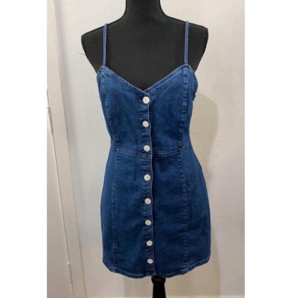 ZARA SLEVELESS DARK BLUE DENIM DRESS SIZE M